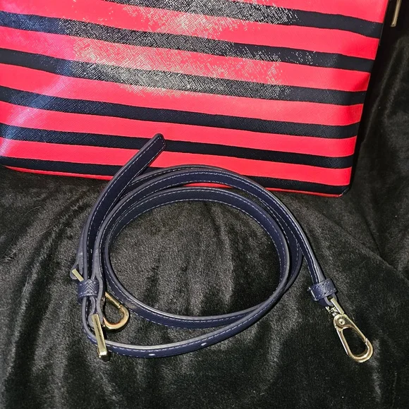 Women's Kate Spade Satchel One Size Red Navy Striped - Picture 2 of 5